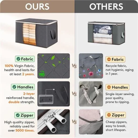 6 Pack Clothes Storage, Foldable Storage and Organization, Storage Bins with Lid - Picture 3 of 7